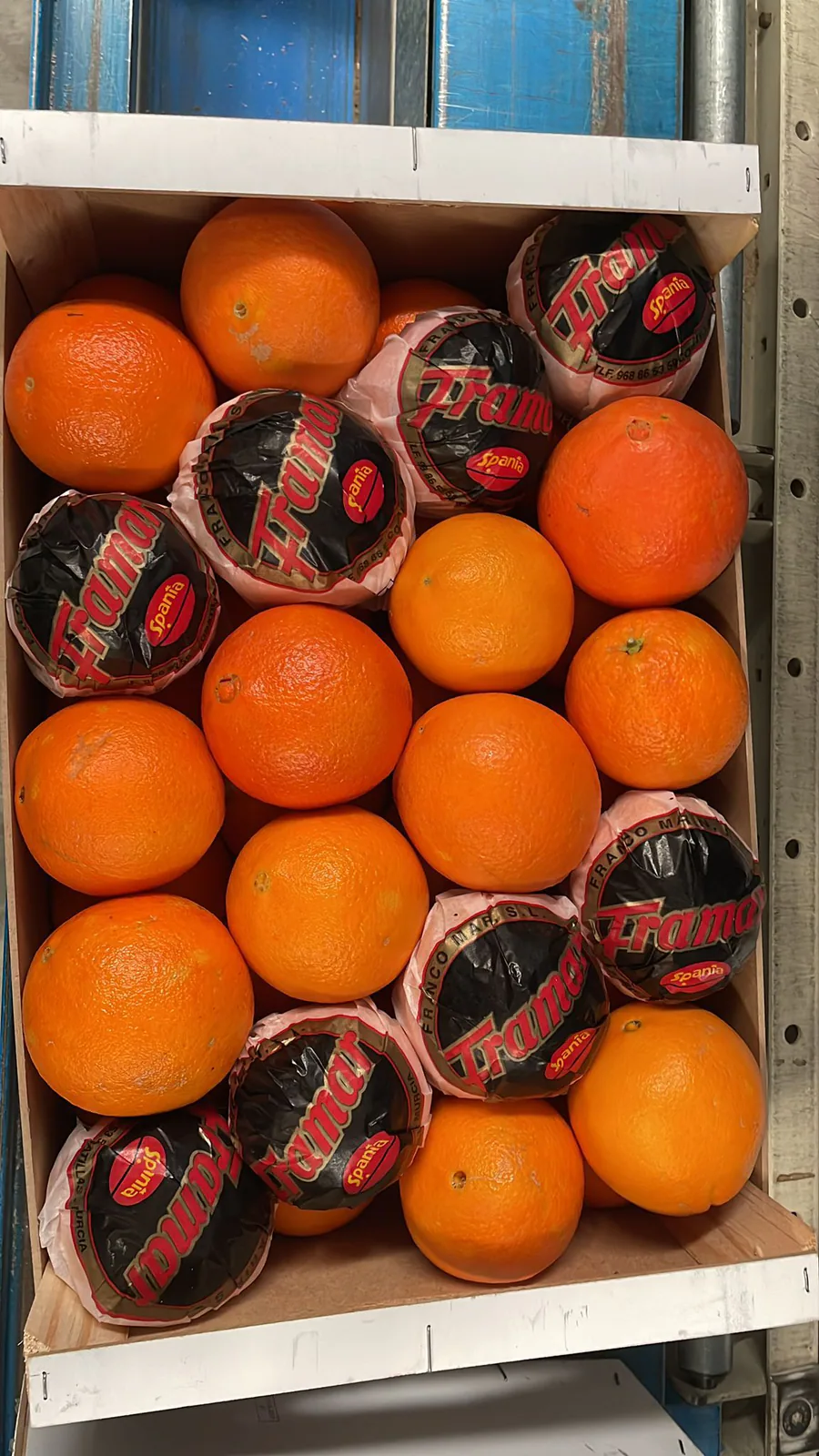 Naranjas frescas con presentación individual en caja