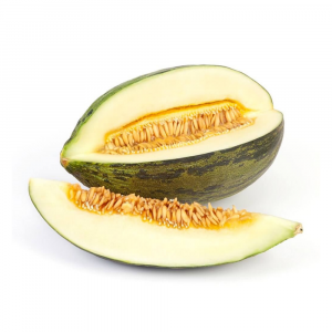 melon variedad piel sapo con una rodaja cortada